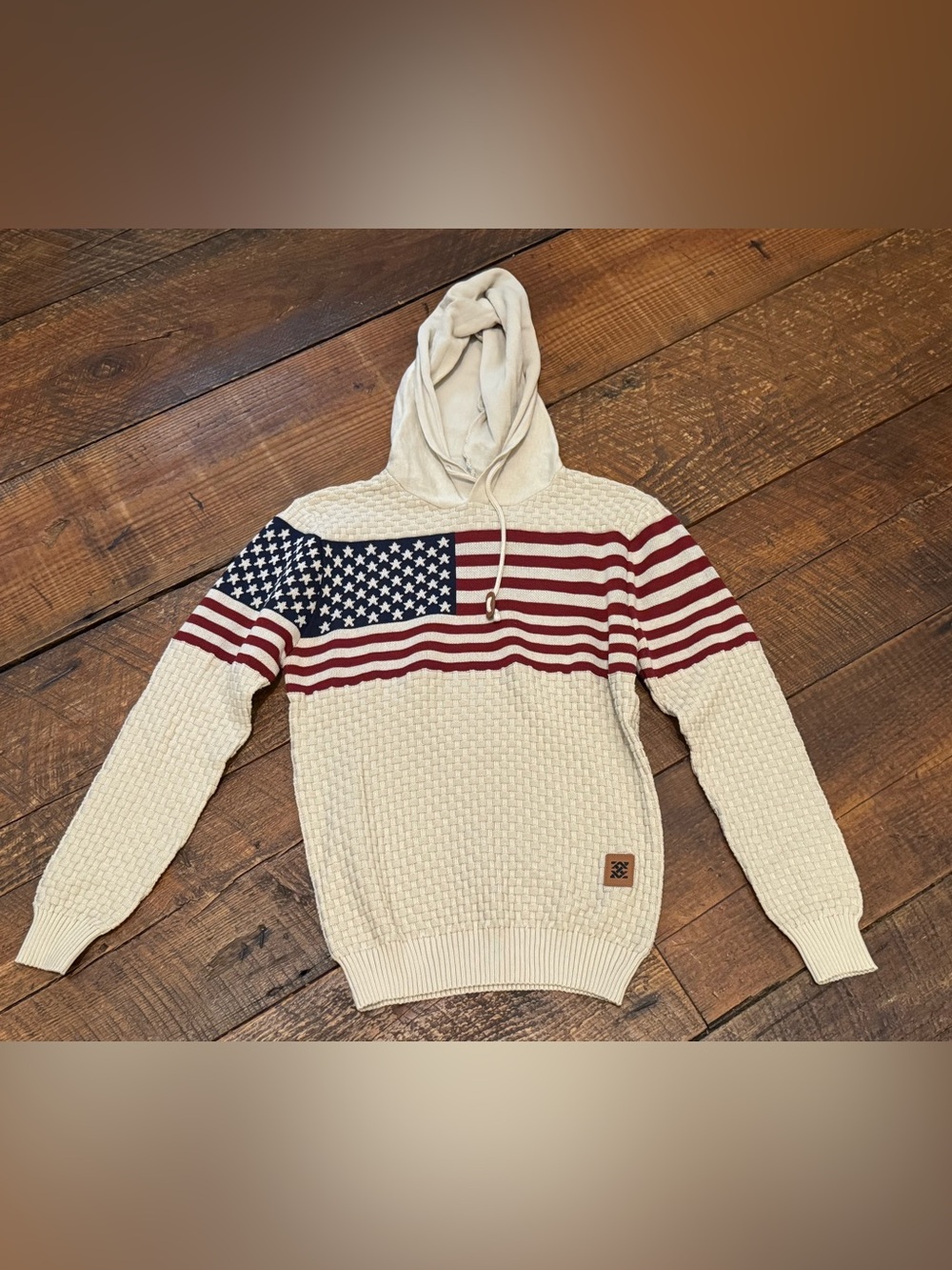 American Flag Hooded Sweater Size Small